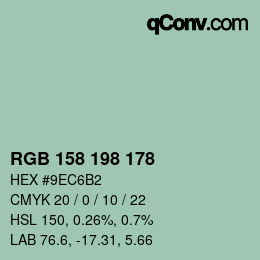 カラーコード: RGB 158 198 178 | qconv.com