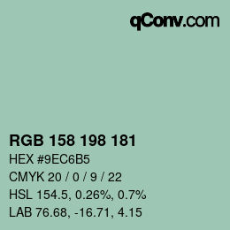 カラーコード: RGB 158 198 181 | qconv.com
