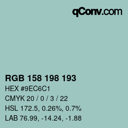 颜色代码: RGB 158 198 193 | qconv.com