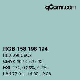 Color code: RGB 158 198 194 | qconv.com