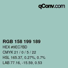 カラーコード: RGB 158 199 189 | qconv.com