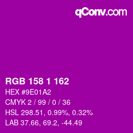 颜色代码: RGB 158 1 162 | qconv.com