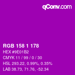 颜色代码: RGB 158 1 178 | qconv.com