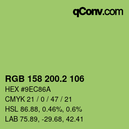 カラーコード: RGB 158 200.2 106 | qconv.com