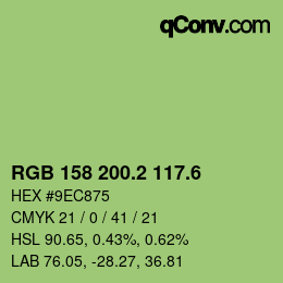カラーコード: RGB 158 200.2 117.6 | qconv.com