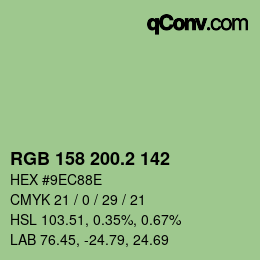 カラーコード: RGB 158 200.2 142 | qconv.com