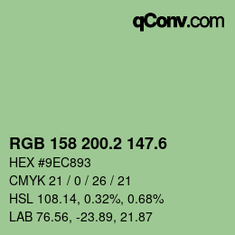 カラーコード: RGB 158 200.2 147.6 | qconv.com