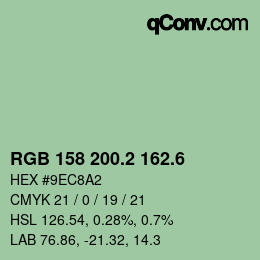 カラーコード: RGB 158 200.2 162.6 | qconv.com