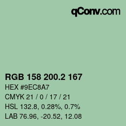 カラーコード: RGB 158 200.2 167 | qconv.com