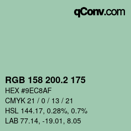カラーコード: RGB 158 200.2 175 | qconv.com