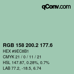 カラーコード: RGB 158 200.2 177.6 | qconv.com