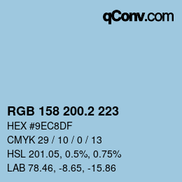 カラーコード: RGB 158 200.2 223 | qconv.com