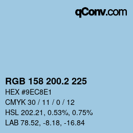 カラーコード: RGB 158 200.2 225 | qconv.com