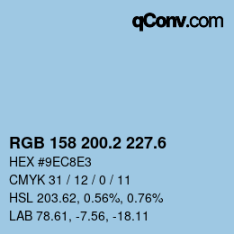 カラーコード: RGB 158 200.2 227.6 | qconv.com