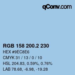カラーコード: RGB 158 200.2 230 | qconv.com