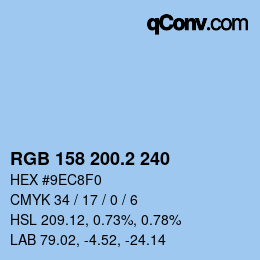 カラーコード: RGB 158 200.2 240 | qconv.com