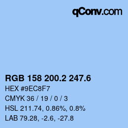カラーコード: RGB 158 200.2 247.6 | qconv.com