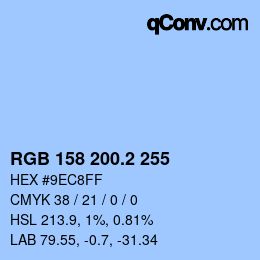Color code: RGB 158 200.2 255 | qconv.com