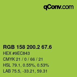 カラーコード: RGB 158 200.2 67.6 | qconv.com