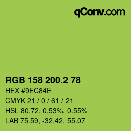 カラーコード: RGB 158 200.2 78 | qconv.com