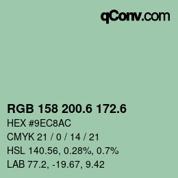 カラーコード: RGB 158 200.6 172.6 | qconv.com