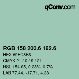 カラーコード: RGB 158 200.6 182.6 | qconv.com