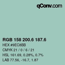 カラーコード: RGB 158 200.6 187.6 | qconv.com