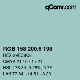 カラーコード: RGB 158 200.6 198 | qconv.com