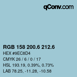 カラーコード: RGB 158 200.6 212.6 | qconv.com