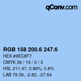 カラーコード: RGB 158 200.6 247.6 | qconv.com