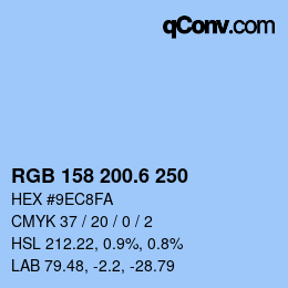 カラーコード: RGB 158 200.6 250 | qconv.com