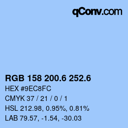 カラーコード: RGB 158 200.6 252.6 | qconv.com
