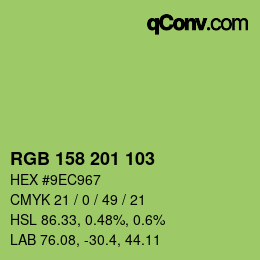 Color code: RGB 158 201 103 | qconv.com