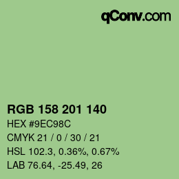 Color code: RGB 158 201 140 | qconv.com