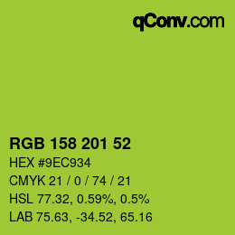 Color code: RGB 158 201 52 | qconv.com