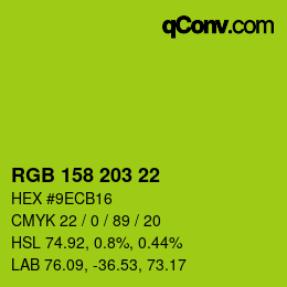 カラーコード: RGB 158 203 22 | qconv.com