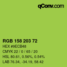 Color code: RGB 158 203 72 | qconv.com