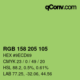カラーコード: RGB 158 205 105 | qconv.com