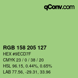 Color code: RGB 158 205 127 | qconv.com