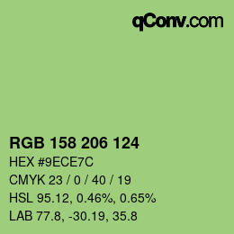 Color code: RGB 158 206 124 | qconv.com