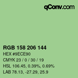 カラーコード: RGB 158 206 144 | qconv.com