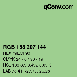 カラーコード: RGB 158 207 144 | qconv.com