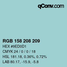 颜色代码: RGB 158 208 209 | qconv.com