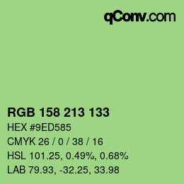 Color code: RGB 158 213 133 | qconv.com