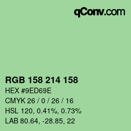 カラーコード: RGB 158 214 158 | qconv.com