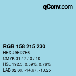 颜色代码: RGB 158 215 230 | qconv.com