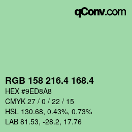 カラーコード: RGB 158 216.4 168.4 | qconv.com