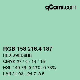 カラーコード: RGB 158 216.4 187 | qconv.com