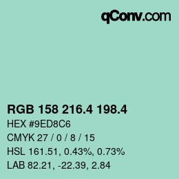 カラーコード: RGB 158 216.4 198.4 | qconv.com
