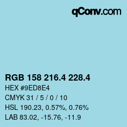 カラーコード: RGB 158 216.4 228.4 | qconv.com